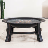 Black Portable Charcoal Fire Pit – Detachable Outdoor BBQ and Fire Bowl