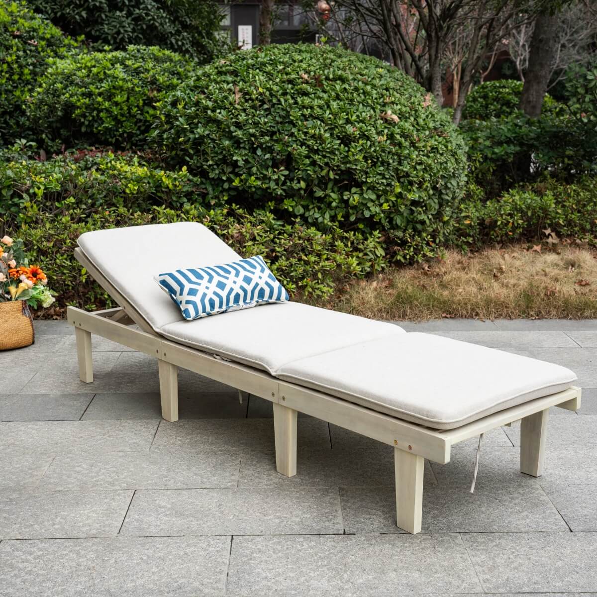 Wooden Sunlounger - Outdoor Garden Deck Chair for Patio, Poolside or Terrace