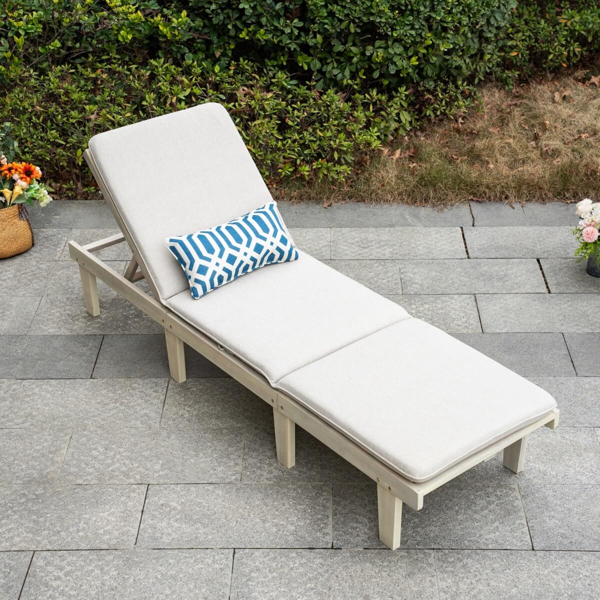 Wooden Sunlounger - Outdoor Garden Deck Chair for Patio, Poolside or Terrace
