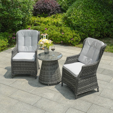 Ravenna 3-Piece Grey Rattan Bistro Set ¨C PAD-1708