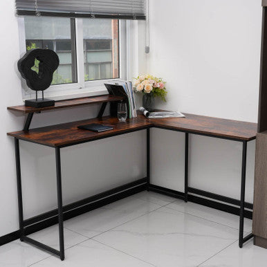 L-Shaped Black Computer Desk with Corner Workstation Table - DT-24612