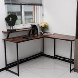 L-Shaped Black Computer Desk with Corner Workstation Table - DT-24612