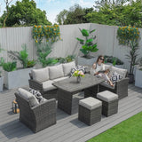 8-Seater  Outdoor Rattan Conversation Set with Storage Box - PAS-1403B