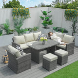 8-Seater  Outdoor Rattan Conversation Set with Storage Box - PAS-1403B