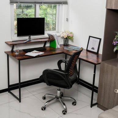L-Shaped Black Computer Desk with Corner Workstation Table - DT-24612