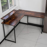 L-Shaped Black Computer Desk with Corner Workstation Table - DT-24612