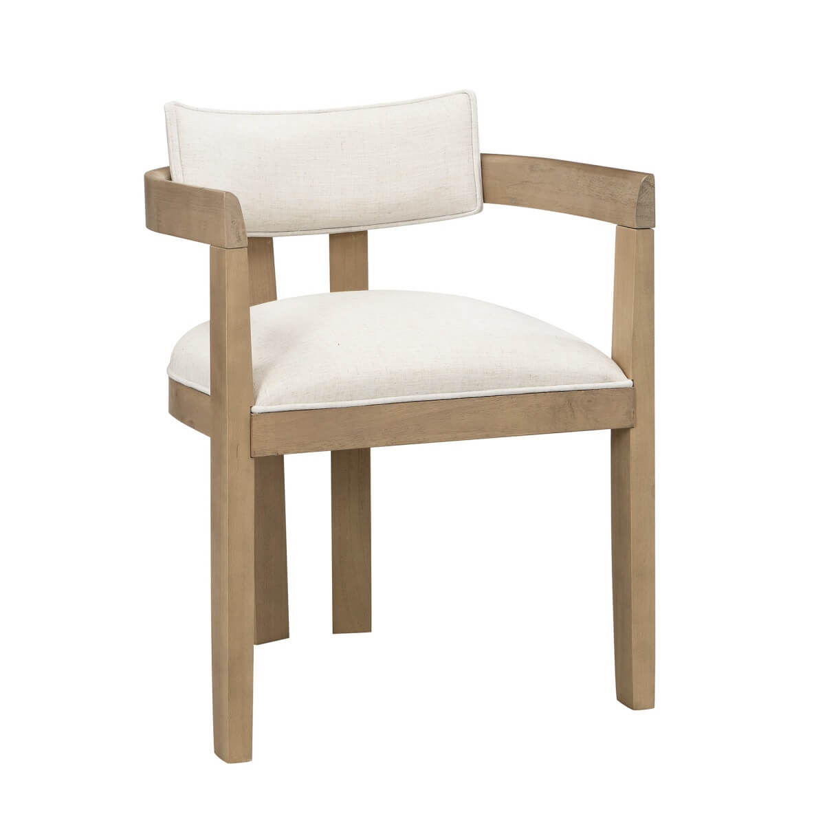 Set of 2 Solid Wood Dining Chairs – Linen Upholstery, Natural Finish, Suitable for Home, Restaurant or Café