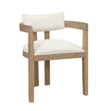 Set of 2 Solid Wood Dining Chairs – Linen Upholstery, Natural Finish, Suitable for Home, Restaurant or Café