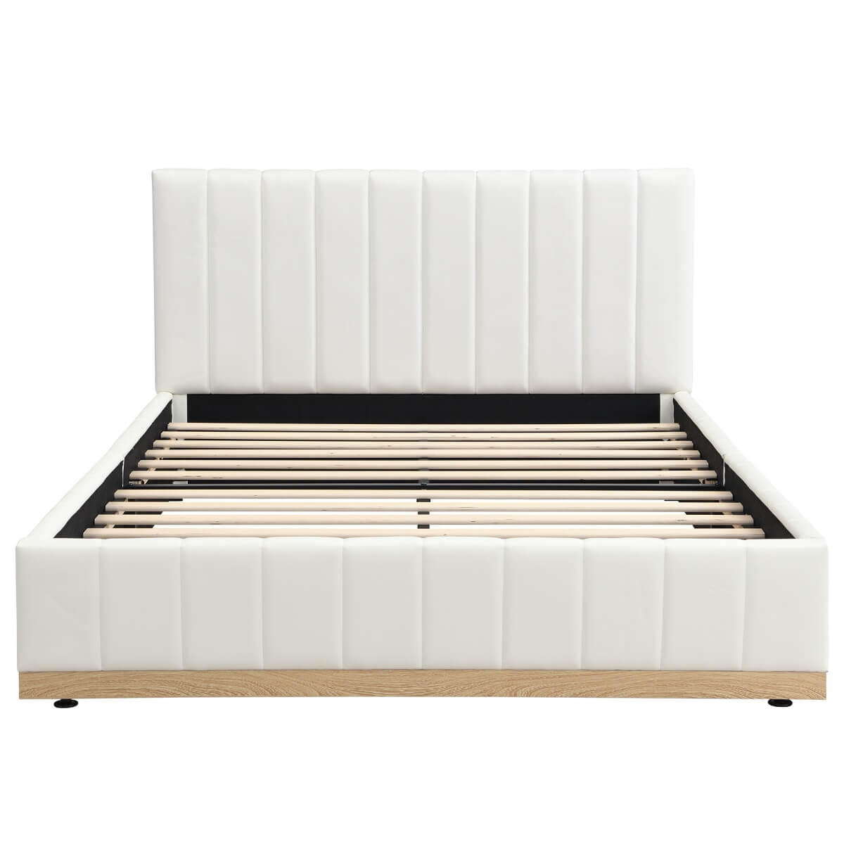 4ft6 Double Upholstered Bed with Soft Headboard - PU & MDF Bed Frame