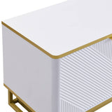Modern TV Cabinet with 4 Doors - Geometric Texture TV Stand & Media Console,  White