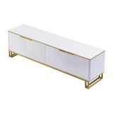 Modern TV Cabinet with 4 Doors - Geometric Texture TV Stand & Media Console,  White