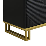 Modern TV Cabinet with 4 Doors - Geometric Texture TV Stand & Media Console, Black