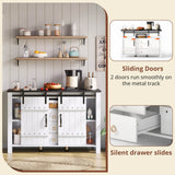 Rustic Wood Sideboard with Storage - 120cm Cabinet with Sliding Doors & 3 Drawers