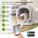 68L Smart Automatic Cat Litter Box with App Control - Self-Cleaning Litter Tray with 8L Waste Bin, Infrared Safety Sensor & Quiet Operation