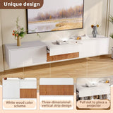 Modern TV Stand - Low Profile TV Unit with Projector Shelf & Storage, Contemporary Media Console for Living Room