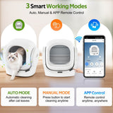 68L Smart Automatic Cat Litter Box with App Control - Self-Cleaning Litter Tray with 8L Waste Bin, Infrared Safety Sensor & Quiet Operation