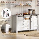 Rustic Wood Sideboard with Storage - 120cm Cabinet with Sliding Doors & 3 Drawers