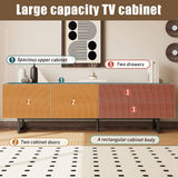 Modern TV Stand - TV Unit with 3D Textured Doors, Low TV Cabinet for Living Room