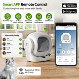 68L Smart Automatic Cat Litter Box with App Control - Self-Cleaning Litter Tray with 8L Waste Bin, Infrared Safety Sensor & Quiet Operation