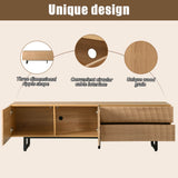 Modern TV Stand - TV Unit with 3D Textured Doors, Low TV Cabinet for Living Room