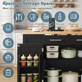 138cm Kitchen Island on Wheels with Folding Worktop - Mobile Kitchen Cabinet with Pull-Out Bin & Power Outlet
