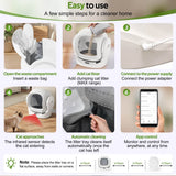 68L Smart Automatic Cat Litter Box with App Control - Self-Cleaning Litter Tray with 8L Waste Bin, Infrared Safety Sensor & Quiet Operation
