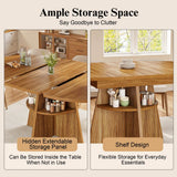 Extendable Round Dining Table 110–150cm - Dark Brown Kitchen Table Converts to Oval, Seats 8