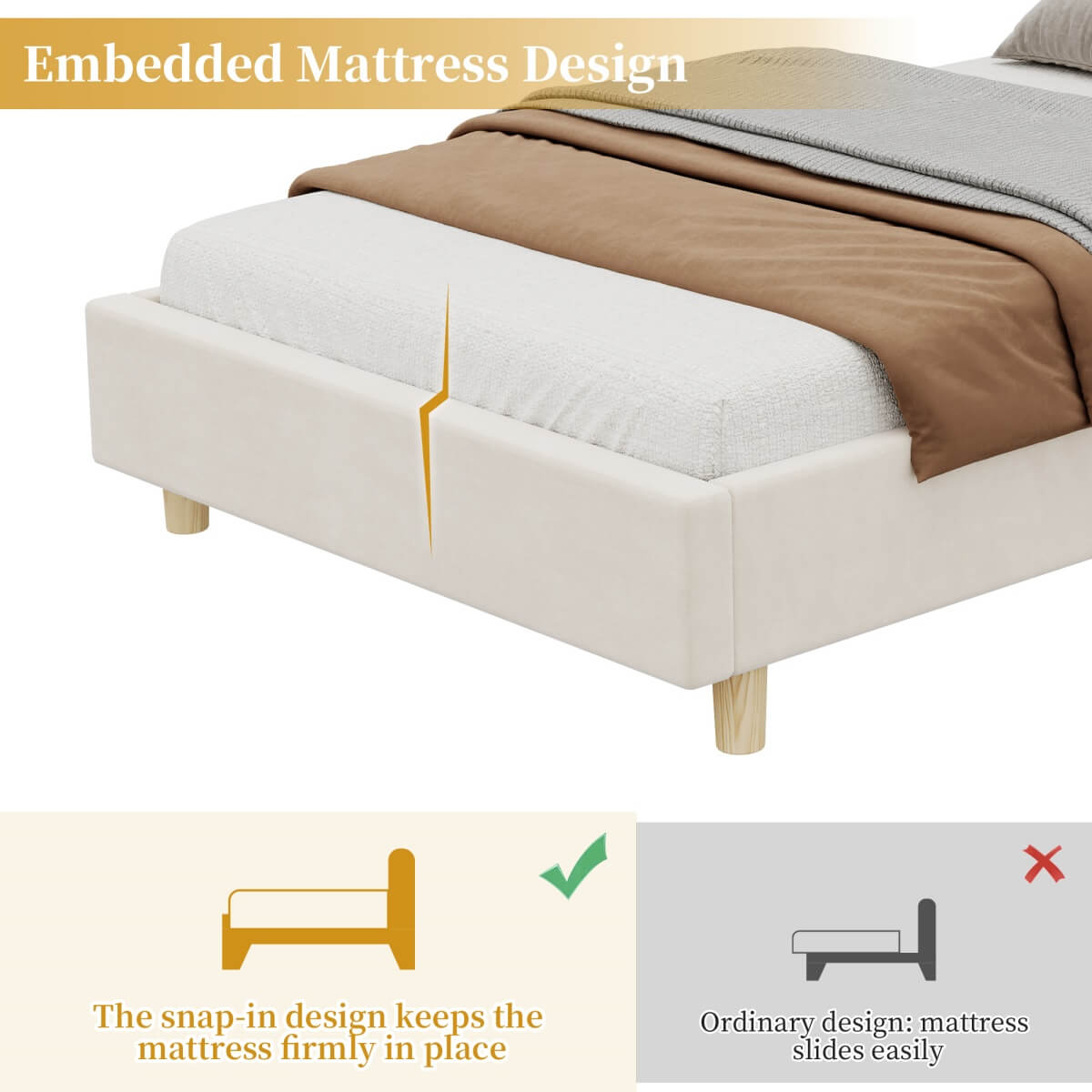 3ft Single Upholstered Storage Bed - Velvet Bed Frame with Storage Headboard, USB & Type-C Charging Ports and Reading Light, Beige