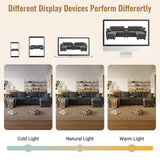U Shaped Corduroy Sectional Sofa - Modular Sofa with Storage Ottomans, USB & Type-C Charging, Grey