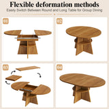 Extendable Round Dining Table 110–150cm - Dark Brown Kitchen Table Converts to Oval, Seats 8