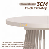 4-8 Seater Extendable Round Dining Table - Round to Oval Kitchen Table with 3cm Thick Tabletop and Metal Pedestal Base, Cashmere