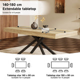 Extendable Dining Table 140 to 180 cm – Rectangular Table for 6 to 8 People with Metal Legs