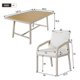 6 Seater Garden Dining Set - Galvanised Iron Frame, Rope Chairs & Wood Effect Table, Beige