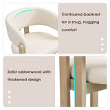 Set of 2 Solid Wood Dining Chairs – Boucle Upholstered Chairs for Dining Room, Living Room, Restaurant or Cafe