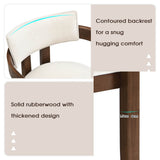 Set of 2 Solid Wood Dining Chairs – Linen Upholstery, Walnut Finish, Suitable for Home or Café