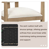 Set of 2 Solid Wood Dining Chairs – Linen Upholstery, Natural Finish, Suitable for Home, Restaurant or Café