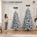 Snow-Flocked Artificial Christmas Tree - Realistic Green Xmas Tree with Faux Snow Effect, 7ft/8ft