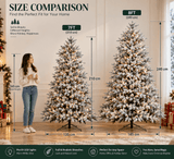 Pre-Lit Flocked Christmas Tree - Artificial Snow-Flocked Christmas Tree with Built-in Lights