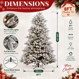 Pre-Lit Flocked Christmas Tree - Artificial Snow-Flocked Christmas Tree with Built-in Lights