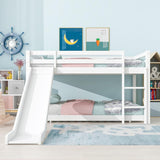 Children's Cabin Bunk Bed with Slide & Ladder — Adjustable Lower Bed for Kids