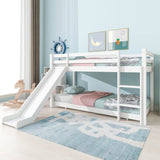 Children's Cabin Bunk Bed with Slide & Ladder — Adjustable Lower Bed for Kids