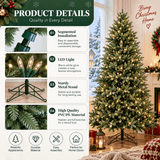 Lush Full Green Artificial Christmas Tree - Realistic Xmas Tree with Pre-Lit LED Lights for Festive Home Decoration, 6ft/7ft/8ft