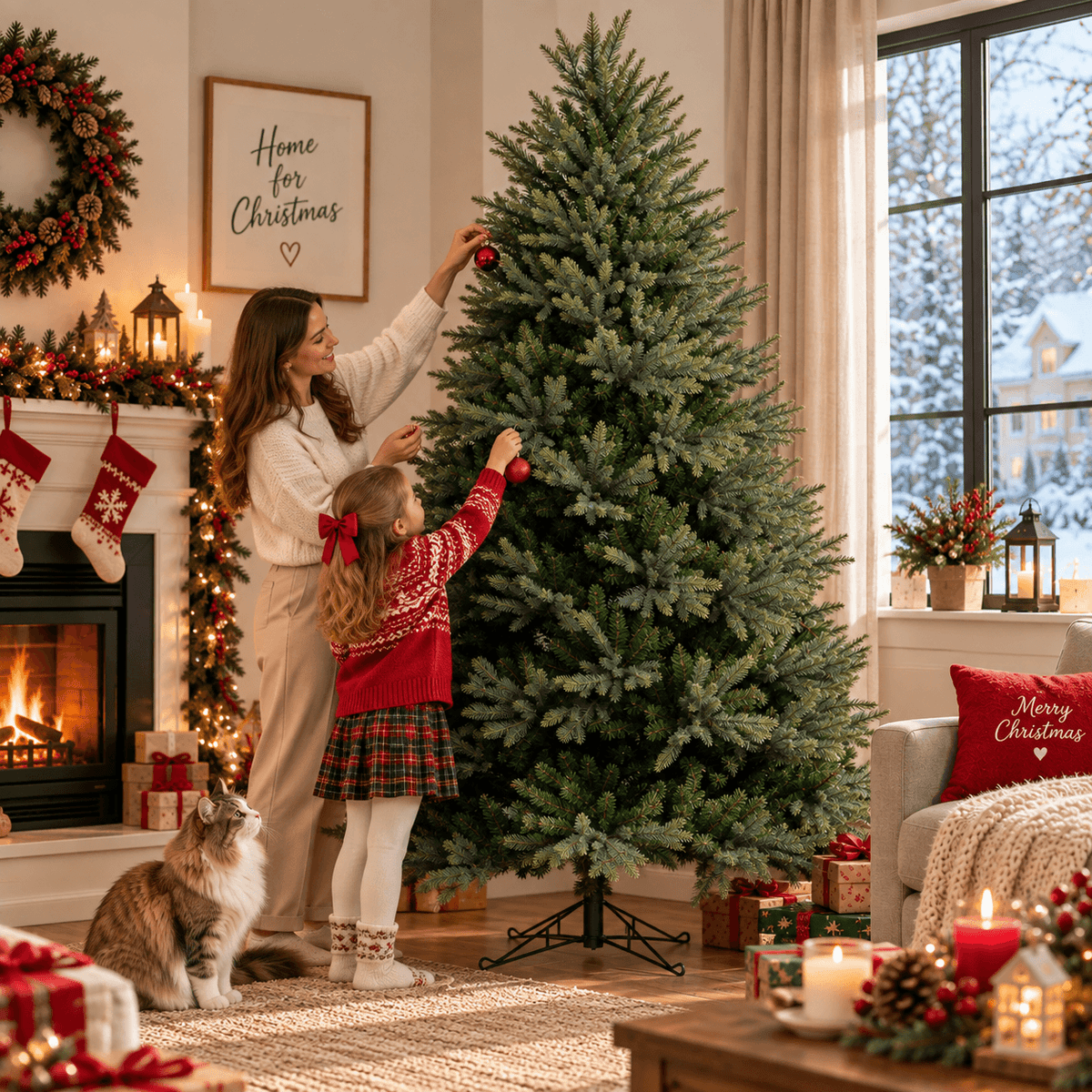 Lush Full Green Artificial Christmas Tree - Realistic Xmas Tree for Festive Home Decoration, 7ft/8ft/9ft