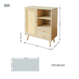 Wooden cabinet with dimensions on a white background