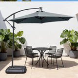LED Cantilever Garden Parasol with Steel Frame - 8 Rib, Vented Canopy & Weighted Base