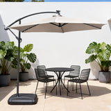 LED Cantilever Garden Parasol with Steel Frame - 8 Rib, Vented Canopy & Weighted Base