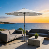 LED Garden Parasol with Steel Pole - 8 Rib, Crank Handle & Vented Canopy