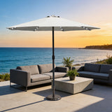 LED Garden Parasol with Steel Pole - 8 Rib, Crank Handle & Vented Canopy