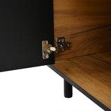 180cm Modern TV Stand for Up to 75 Inch TVs - Oak & Black Media Console with Drawers & Cabinets, Industrial TV Unit