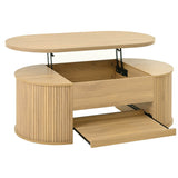 Lift-Top Coffee Table with Curved Wood Design - Extendable Storage Centre Table for Living Room